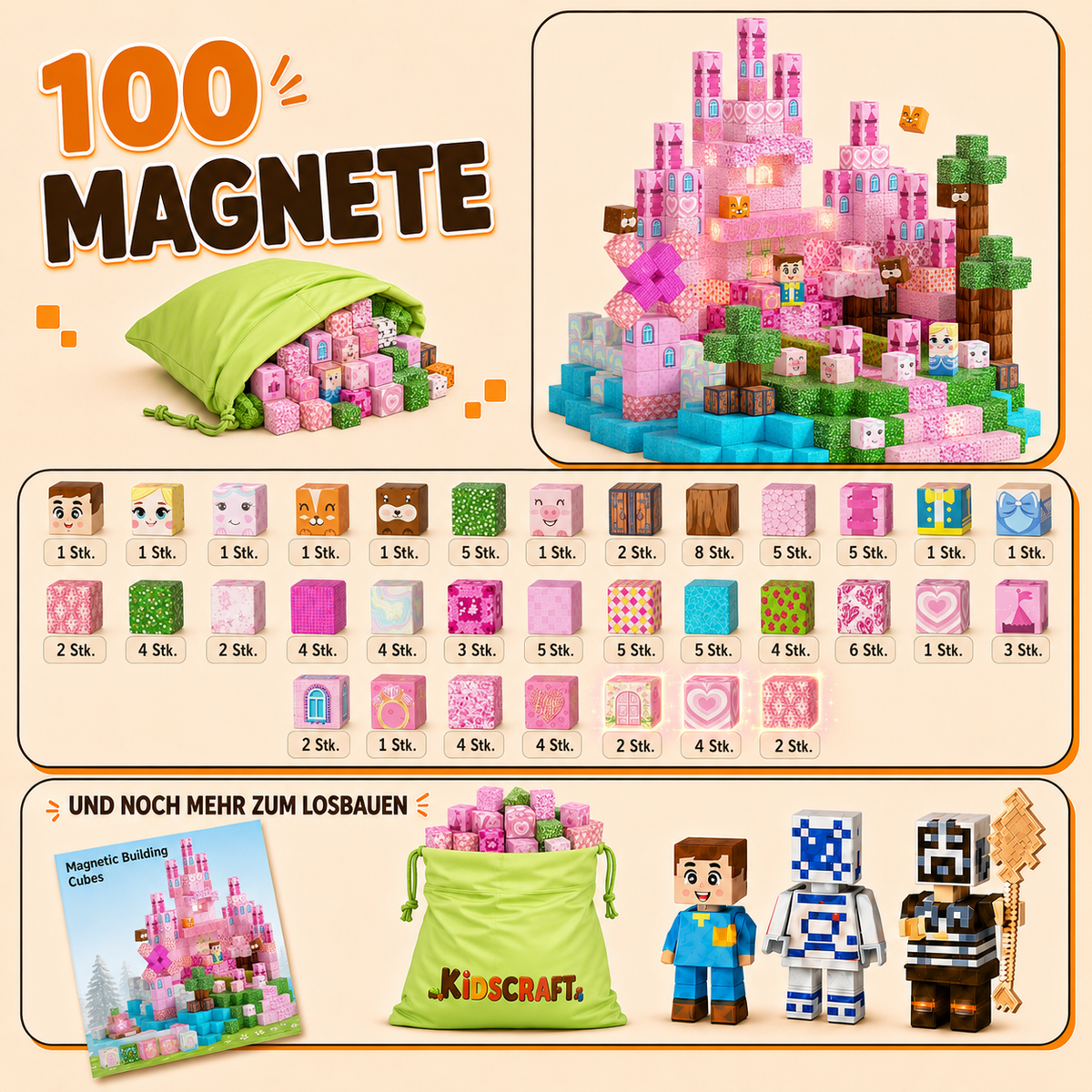 KidsCraft Wonderland LED Magnetic Building Blocks