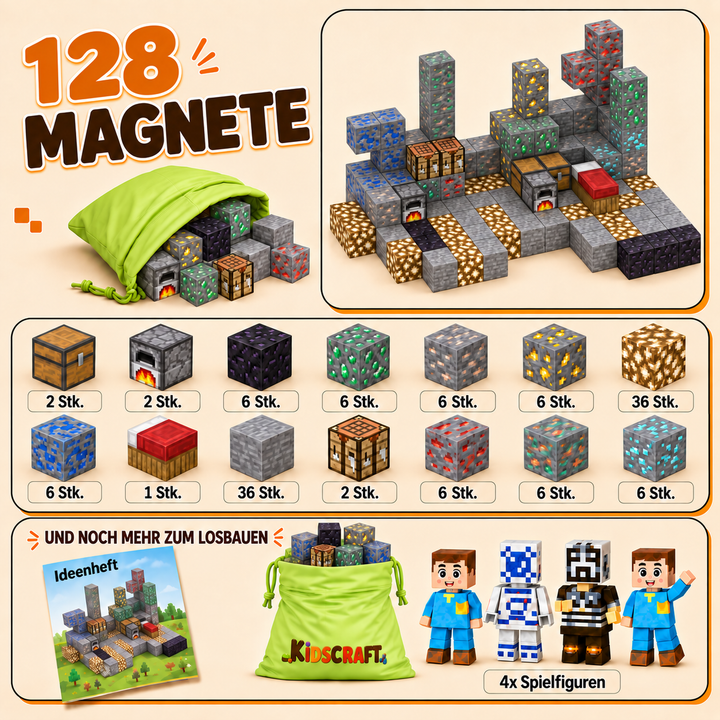 KidsCraft® Patented Minecraft Magnetic Building Blocks