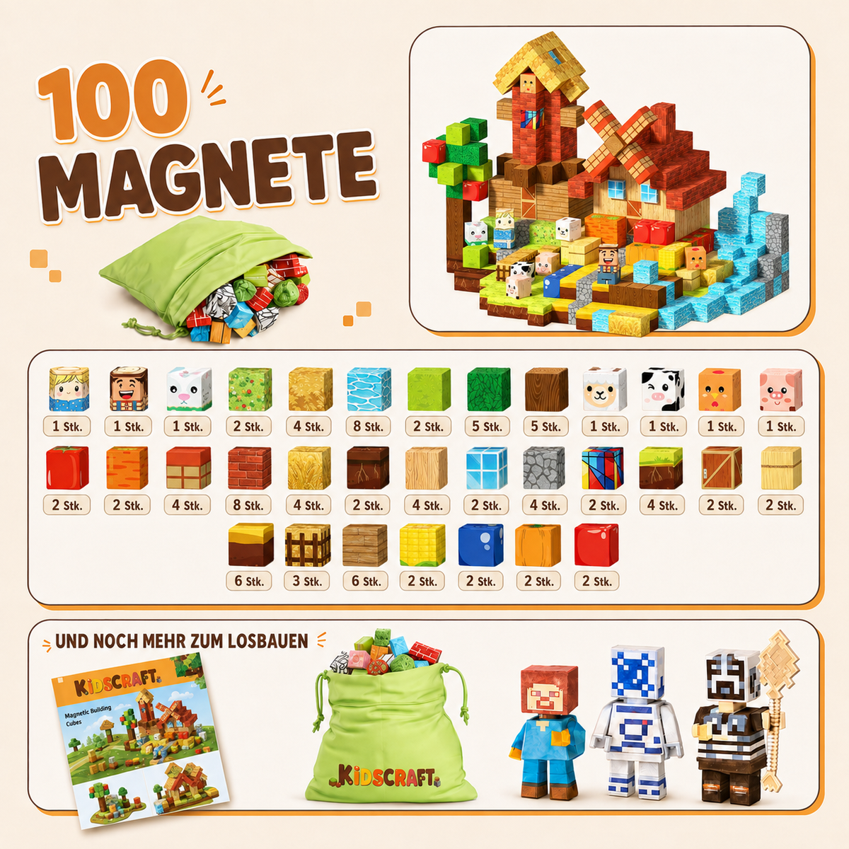 KidsCraft Farm - 100 & 150 Building Blocks